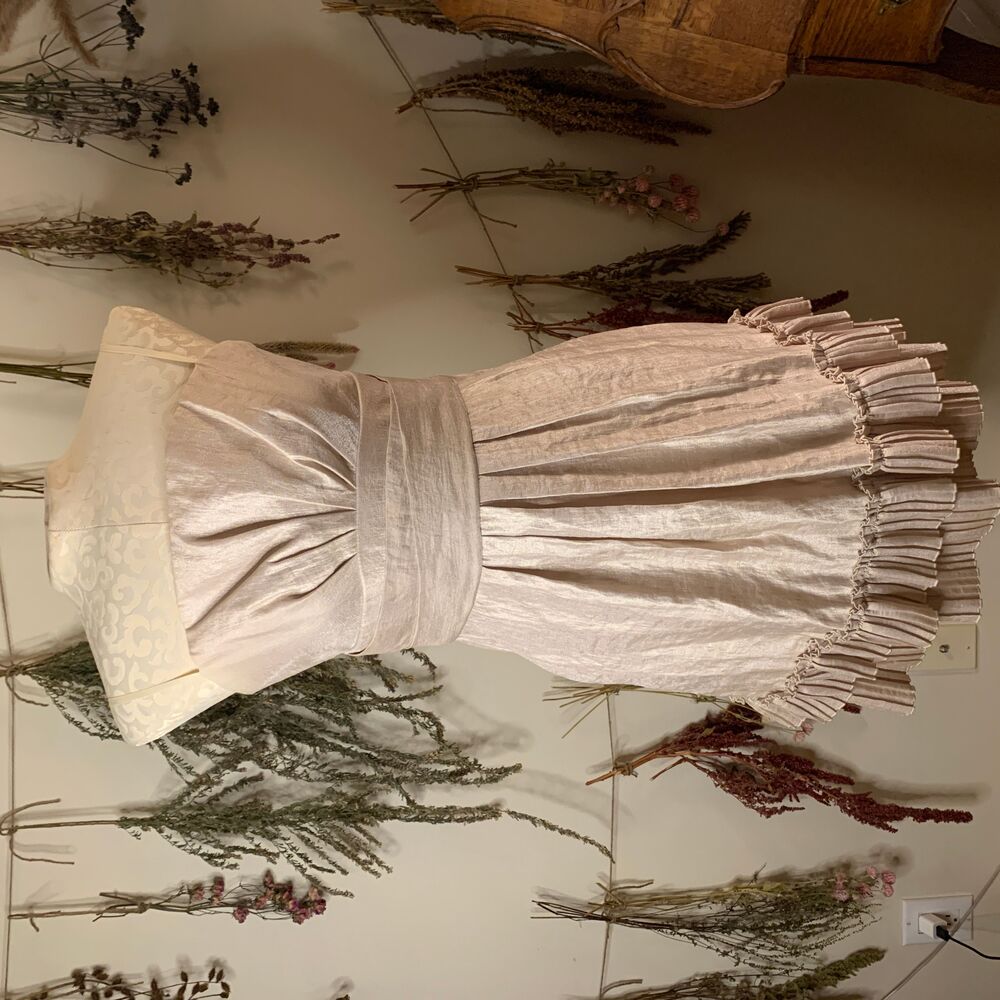Alexia Admor Champagne Strapless Babydoll Dress With Ruffled Hem Size XS
